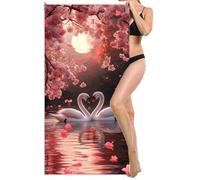 Microfibre Beach Towel Extra Large 70x140cm, Kids Beach Towel, Light and Free, Sand Free, Compact, Super Absorbent Quick Drying Towels for Travel Beaches, Wild Swimming Accessories, Gym (Swan) L-758