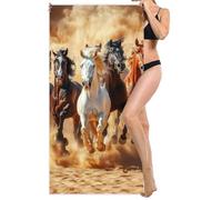 Microfibre Beach Towel Extra Large 80x160cm, Kids Beach Towel, Light and Free, Sand Free, Compact, Super Absorbent Quick Drying Towels for Travel Beaches, Wild Swimming Accessories, Gym (Horse) L-895