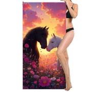 Microfibre Beach Towel Extra Large 80x160cm, Kids Beach Towel, Light and Free, Sand Free, Compact, Super Absorbent Quick Drying Towels for Travel Beaches, Wild Swimming Accessories, Gym (Horse) L-897