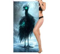 Microfibre Beach Towel Extra Large 90x200cm, Kids Beach Towel, Light and Free, Sand Free, Compact, Super Absorbent Quick Drying Towels for Travel Beaches, Wild Swimming, Gym Towels (Ostrich) L-890