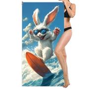 Microfibre Beach Towel Extra Large 90x200cm, Kids Beach Towel, Light and Free, Sand Free, Compact, Super Absorbent Quick Drying Towels for Travel Beaches, Wild Swimming Accessories, Gym (Rabbit) L-760