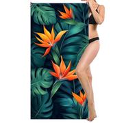 Microfibre Beach Towel Extra Large 90x200cm, Kids Beach Towel, Light and Free, Sand Free, Compact, Super Absorbent Quick Drying Towels for Travel Beaches, Wild Swimming, Gym (Tropical Plants) L-862