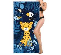 Microfibre Beach Towel Extra Large 90x200cm, Kids Beach Towel, Light and Free, Sand Free, Compact, Super Absorbent Quick Drying Towels for Travel Beaches, Wild Swimming, Gym Towels (Tiger Cub) L-742