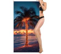 Microfibre Beach Towel Extra Large 90x200cm, Kids Beach Towel, Light and Free, Sand Free, Compact, Super Absorbent Quick Drying Towels for Travel Beaches, Wild Swimming, Gym Towels (Palm Trees) L-863