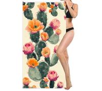 Microfibre Beach Towel Extra Large 90x200cm, Kids Beach Towel, Light and Free, Sand Free, Compact, Super Absorbent Quick Drying Towels for Travel Beaches, Wild Swimming Accessories, Gym (Cactus) L-858