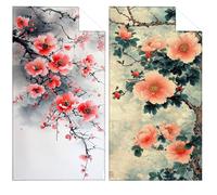 Microfibre Beach Towel Flower Beach Towels for Adults 90x200cm Large Bath Towels Retro Microfibre Towel Sand Free, Soft Quick Dry Lightweight, Ideal for Swimming Beachs Yoga Camping Gym Holiday VQ-941