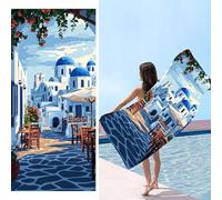 Microfibre Beach Towel for Adult, Lightweight Beach Towel, Coastal Cities, Quick Dry Sand Free Compact Swim Travel Bath Towels for Summer Holiday Beach Accessories, Vacation Gifts 70x140cm v-385