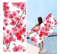 Microfibre Beach Towel for Adult, Lightweight Beach Towel, Pink Cherry Blossoms, Quick Dry Sand Free Compact Swim Travel Bath Towels for Summer Holiday Beach Accessories, Vacation Gifts 60x120cm v-316