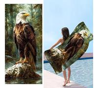 Microfibre Beach Towel for Adult, Lightweight Beach Towel, Scenic Eagle, Quick Dry Sand Free Compact Swim Travel Bath Towels for Summer Holiday Beach Accessories, Vacation Gifts 100x200cm v-337