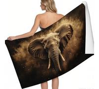 Microfibre Beach Towel for Adult Sand Animals Elephant 180 x 90 cm Microfibre Beach Towel Dark brown Printed Sand Free Absorbent Quick Dry Towel for Pool Gym Camping