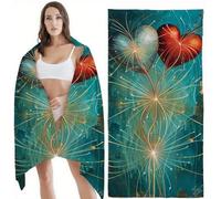 Microfibre Beach Towel for Adults, 100x180 cm Bath Towels Large Love Microfibre Towel, Quick Dry Sand Free Lightweight Swim Bath Towels for Travel,Swimming,Pool,Holiday,Camping,Yoga,Green Z-11950