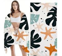 Microfibre Beach Towel for Adults, 70x140 cm Bath Towels Large Tropical Microfibre Towel, Quick Dry Sand Free Lightweight Swim Bath Towels for Travel,Swimming,Pool,Holiday,Camping,Yoga,Leaf Z-9482