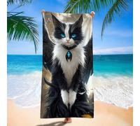 Microfibre Beach Towel for Adults, Animal Cat Beach Towel 60x120cm Large Gym Towels, Sand-Free, Large Durable, Summer Design, Quick Dry Towels for Men Women, Bathroom, Holiday, Yoga, Swimming d9j-147