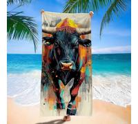 Microfibre Beach Towel for Adults, Animal Ox Beach Towel 60x120cm Large Gym Towels, Sand-Free, Large Durable, Summer Design, Quick Dry Towels for Men Women, Bathroom, Holiday, Yoga, Swimming d9j-149