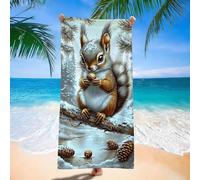 Microfibre Beach Towel for Adults, Animal Squirrel Beach Towel 60x120cm Large Gym Towels, Sand-Free, Large Durable, Summer Design, Quick Dry Towels for Men Women, Bathroom, Holiday, Swimming d9j-152