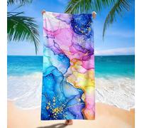 Microfibre Beach Towel for Adults, Powder Blue Marble Pattern Beach Towel 60x120cm Large Gym Towels, Sand-Free, Large Durable, Quick Dry Towels for Men Women, Bathroom, Holiday, Yoga, Swimming d9j-158