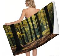 Microfibre Beach Towel Forest light and shadow landscape 200 x 100 cm Microfibre Swimming Towel Quick Dry Sand Free pale yellow Printed Bath Towel Travel Towels for Adults Women Men