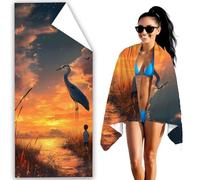 Microfibre Beach Towel Japan Beach Towels for Adults 90x180 Extra Large Bath Towels Crane Quick Dry Towel Sand Free, Soft, Lightweight Beachs Accessories for Swimming Yoga Camping Gym Sport F2-351