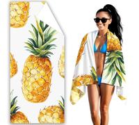 Microfibre Beach Towel PineFruit Beach Towels for Adults 70x140cm Extra Large Bath Towels Tropical Quick Dry Towel Sand Free, Soft, Lightweight Beachs Accessories for Swimming Yoga Camping Gym F2-1169