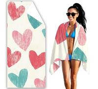 Microfibre Beach Towel Pink Beach Towels for Adults 100x200 Extra Large Bath Towels Heart Quick Dry Towel Sand Free, Soft, Lightweight Beachs Accessories for Swimming Yoga Camping Gym Sport F2-247