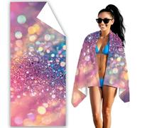 Microfibre Beach Towel Pink Beach Towels for Adults 100x200cm Extra Large Bath Towels Sequins Quick Dry Towel Sand Free, Soft, Lightweight Beachs Accessories for Swimming Yoga Camping Gym Sport F2-33