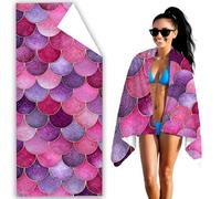 Microfibre Beach Towel Pink Beach Towels for Adults 80x160cm Extra Large Bath Towels Sequins Quick Dry Towel Sand Free, Soft, Lightweight Beachs Accessories for Swimming Yoga Camping Gym Sport F2-149