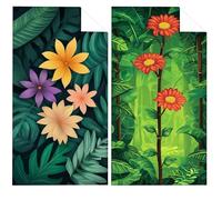 Microfibre Beach Towel Plant Beach Towels for Adults 90x200cm Large Bath Towels Flower Microfibre Towel Sand Free, Soft Quick Dry Lightweight, Ideal for Swimming Beachs Yoga Camping Gym Holiday VQ-947