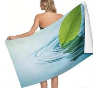 Microfibre Beach Towel Ripples on the water's surface, leaves 200 x 100 cm Microfibre Swimming Towel Quick Dry Sand Free Blue Printed Bath Towel Travel Towels for Adults Women Men