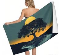 Microfibre Beach Towel Wild Oak Moon 200 x 100 cm Microfibre Swimming Towel Quick Dry Sand Free Abstract Printed Bath Towel Travel Towels for Adults Women Men