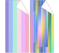 Microfibre Beach Towels 80x160cm Light Beach Towel for Adults, 2 Pack Extra Large Microfibre Towel Rainbow Bath Towels with Net Bag, Double Sided Sand Free Compact Thin Summer Holiday Pool Yoga OC-932
