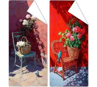 Microfibre Beach Towels 85x170cm Northern Europe Beach Towel for Adults, 2 Pack Extra Large Microfibre Towel Garden Bath Towels with Net Bag, Sand Free Compact Thin Summer Holiday Pool Yoga OC-536