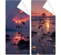 Microfibre Beach Towels 85x170cm Sunset Beach Towel for Adults, 2 Pack Extra Large Microfibre Towel Rose Bath Towels with Net Bag, Double Sided Sand Free Compact Thin Summer Holiday Pool Yoga OC-748