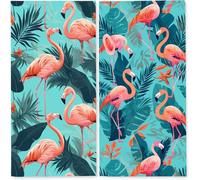 Microfibre Beach Towels Adults, 75x150 cm 2 Pack, Lightweight Beach Towel with Single Side Print, Extra Large Quick Dry Sand Free Beach Towel, Sports and Swim, Travel,Camping, (Flamingo Green) z-2326