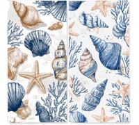 Microfibre Beach Towels Adults, 75x150 cm 2 Pack, Lightweight Beach Towel with Single Side Print, Extra Large Quick Dry Sand Free Beach Towel, Sports and Swim, Travel,Camping, (Conch Starfish) z-382