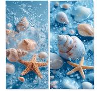 Microfibre Beach Towels Adults, 75x150 cm 2 Pack, Lightweight Beach Towel with Single Side Print, Extra Large Quick Dry Sand Free Beach Towel, Sports and Swim, Travel,Camping, (Sea Star Conch) z-1165
