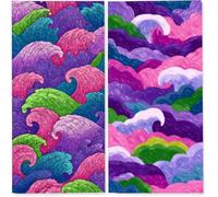 Microfibre Beach Towels Adults, 75x150 cm 2 Pack, Lightweight Beach Towel with Single Side Print, Extra Large Quick Dry Sand Free Beach Towel, Sports and Swim, Travel,Camping, (Colorful Waves) z-2344