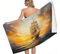 Microfibre Beach Towels Ancient sea sailing ships Extra Large 160 x 80 cm painting Printed Sand Free Quick Dry Travel Swim Pool Yoga Camping Towels for Adults and Kids