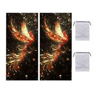 Microfibre Beach Towels for Adults - 2 Pack 80 x 160 cm Phoenix Lightweight Beach Towel Large, Quick Dry Travel Swim Towel with Bag,Compact and Thin Sports Towels Yoga Gym Camping for Women Men Z-253