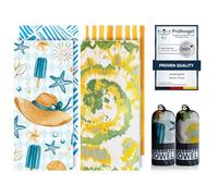 Microfibre Beach Towels for Adults - 200x90cm 2 Pack Extra Large Beach Towels in Gift Boxed, 250 GSM, Sand Free, Lightweight & Quick Dry Beach Towel for Swim, Travel and Gym(Hat & Yellow Whirlpool)