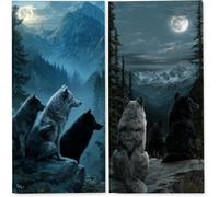 Microfibre Beach Towels for Adults, 75x150 cm 2 Pack, Lightweight Beach Towel with Single Side Print, Extra Large Quick Dry Sand Free Beach Towel, Sports for Swim, Travel,Camping, (Wolf Forest) z-1318