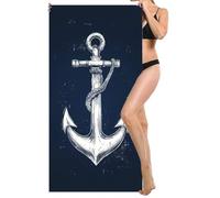 Microfibre Beach Towels for Adults 90x180cm, Extra Large Beach Towel, Lightweight Travel Towels, Large Gym Towel, Quick Dry - Sand Free - Soft - Absorbent for Beaches Vacation, Camping (Anchor) L-764
