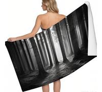 Microfibre Beach Towels for Adults Ancient trees in primeval forest 180 x 90 cm Sand Free Lightweight Beach Towel black Printed Fast Absorb Quick Dry Beach Towel