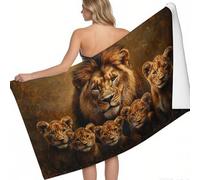 Microfibre Beach Towels for Adults Animals Lions and Lion Pride 180 x 90 cm Sand Free Lightweight Beach Towel brown Printed Fast Absorb Quick Dry Beach Towel