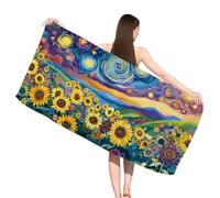 Microfibre Beach Towels for Adults, Starry Sky Beach Towels with Pockets, Quick Dry, Extra Large, Lightweight, Sand Free, Travel Holiday Gym Essentials Women Men Gifts, Landscape 80x160 cm,s-j494