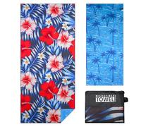 Microfibre Beach Towels for Adults Women Men Extra Large Lightweight Quick Dry Sand Free Travel Towel Double Sided Printing for Swim Sports with Mesh Bag 80×180cm Tropical Flowers 1 Pack
