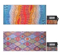 Microfibre Beach Towels for Adults Women Men Extra Large Lightweight Quick Dry Sand Free Travel Towel Double Sided Printing for Swim Sports with Mesh Bag 80×180cm Desert Camel + Bohemia 2 Pack