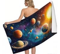 Microfibre Beach Towels for Adults Women Men Planets, galaxies, planets Lightweight Quick Dry Sand Free Travel Towel Dark blue Printed for Swim Sports 140 x 70 cm