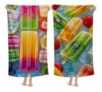 Microfibre Beach Towels Ice Cream Large Beach Towel for Adults 220x100cm 2 Pack, Compact Thin Quick Dry Towel, Lightweight Swim Pool Yoga Towels, Decor Gifts for Adults Kids, Beaches Accessories M-468