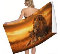 Microfibre Beach Towels Sunset Lion on the Prairie Extra Large 160 x 80 cm Orange Color Printed Sand Free Quick Dry Travel Swim Pool Yoga Camping Towels for Adults and Kids