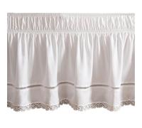 Microfibre Bed Valance Sheet - Single Double King Sizes, White Lace Frilled Design, Extra Deep Fitted Bed Skirt, Soft Breathable & Easy Care (White, 135x200x38cm)